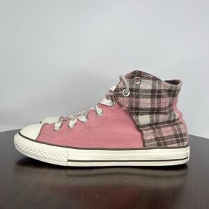 Converse Shoes Youth Girls 5 Pink Plaid Taylor All Star Slip On Low Top Sneakers